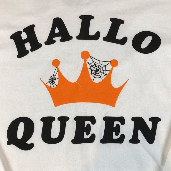 Freeze “Hallo Queen” Women’s Halloween Tiara Cream Crop Top Sweatshirt Size M - Picture 3 of 5